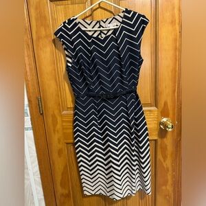 Dress Barn size 10.  Navy and tan dress